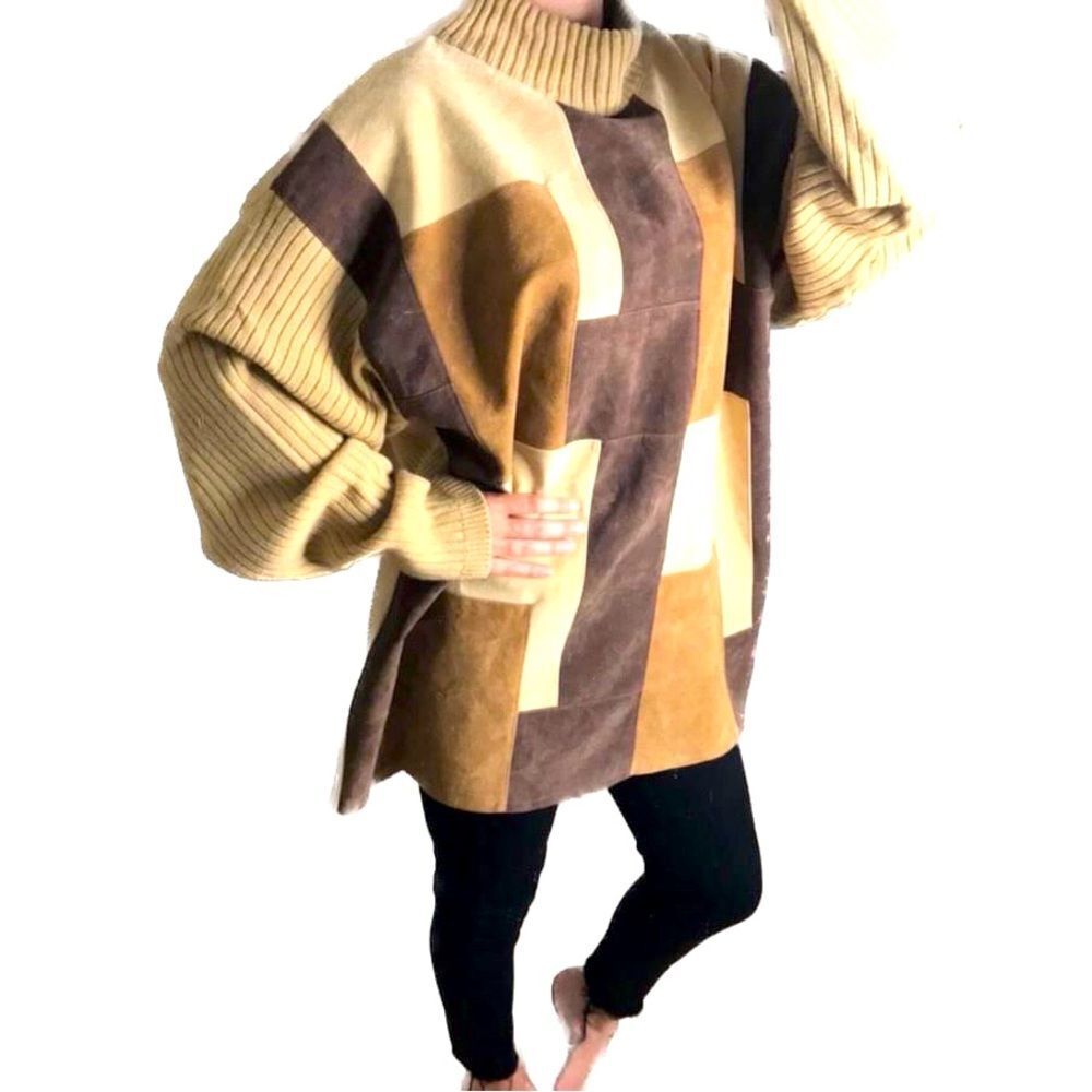 Vtg koman sport outerwear corduroy faux suede oversized sweater dress ladies